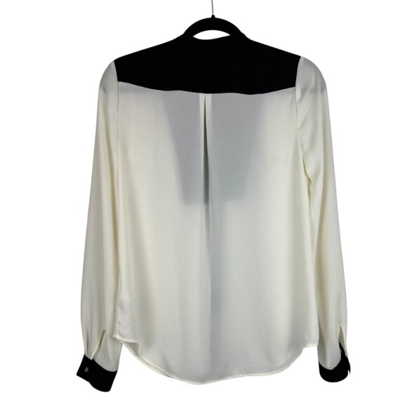 Juicy Couture Black/White Tuxedo Long Sleeve Button Up Office Blouse - Small - Picture 3 of 6